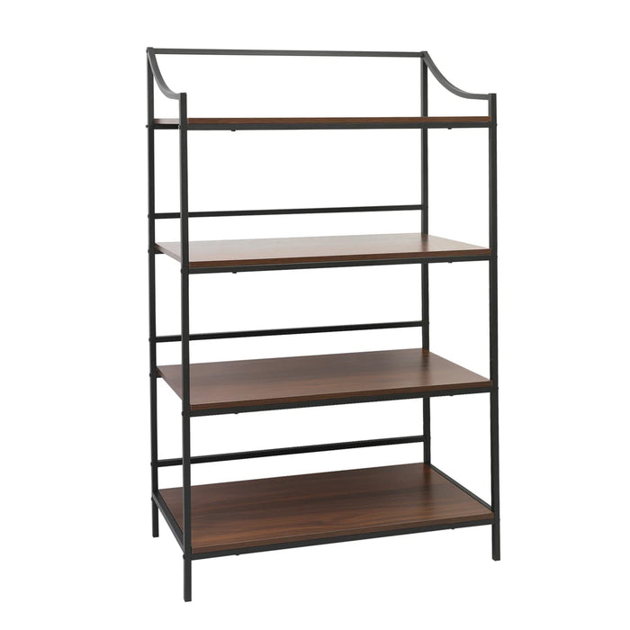 Rustic 4 Tiers Bookcase with Metal Frame, 56.75" X 33.25"