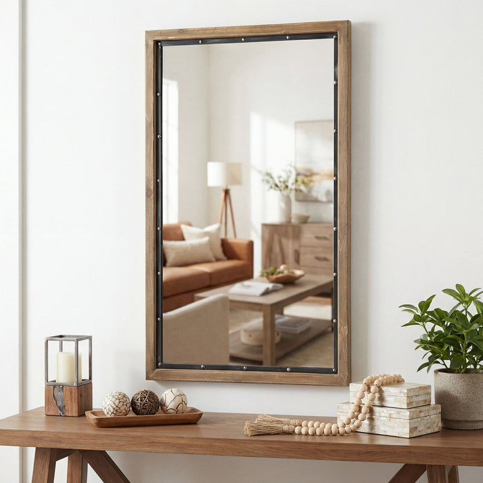 Rustic Rectangle Distressed Wood Wall Mirror