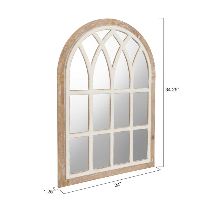 Farmhouse Window Pane Mirror, Large Decorative White Wall Mirror for Living Room Kitchen Entryway, 24 L x 34,Brown
