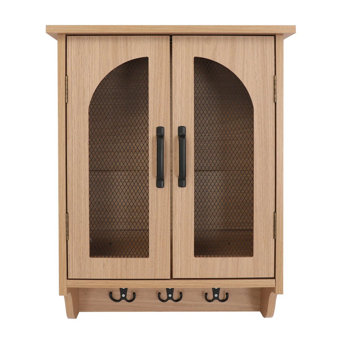 Multi-Functional Wood Wall Mounted Storage Cabinet With Hooks