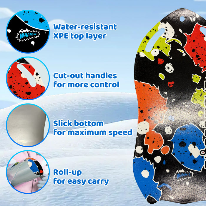 Wham-O Snowboogie Snow Sled - 37" Single Rider Roll Up Air Slick Winter Sled (Graffiti/Line pattern)