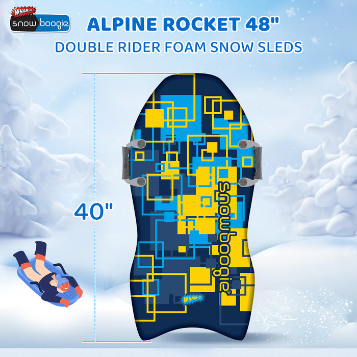 Wham-O Snowboogie Air Thunder 40", Single Rider Snow Sled with Side Handles, Snow Sledding with PE Foam Core, Winter Outdoor Sports Fun for 6+ Years Old Boys and Girls - Square