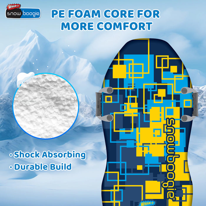 Wham-O Snowboogie Air Thunder 40", Single Rider Snow Sled with Side Handles, Snow Sledding with PE Foam Core, Winter Outdoor Sports Fun for 6+ Years Old Boys and Girls - Square