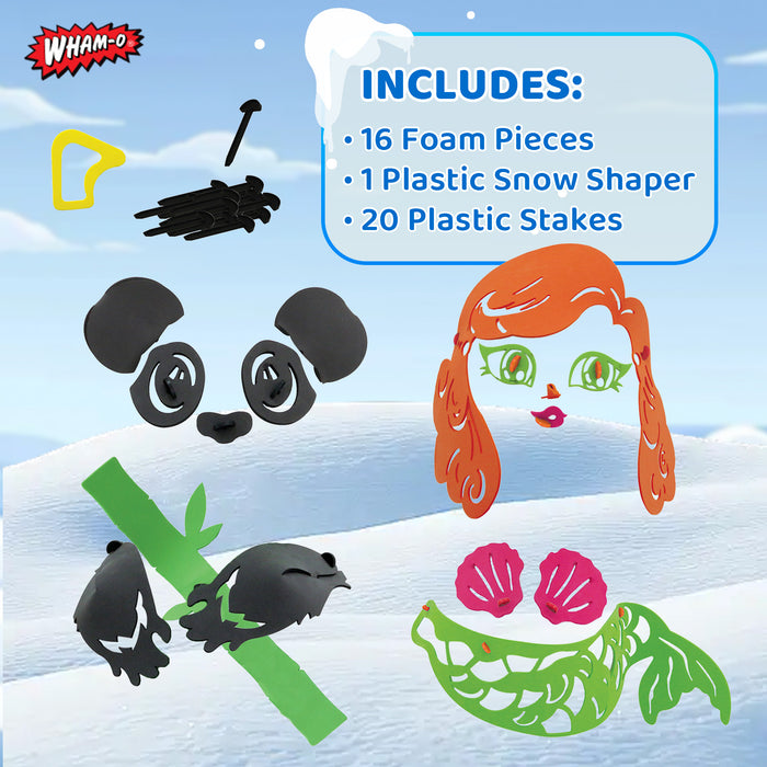 Wham-O Snowman Kit, Snowman DIY Craft Kit Includes 16pcs Foam Pieces, 1pc Plastic Snow Shaper and 20pcs Plastic Stakes, Creative Snowman Decorating Kit for Kids - Panda / Mermaid