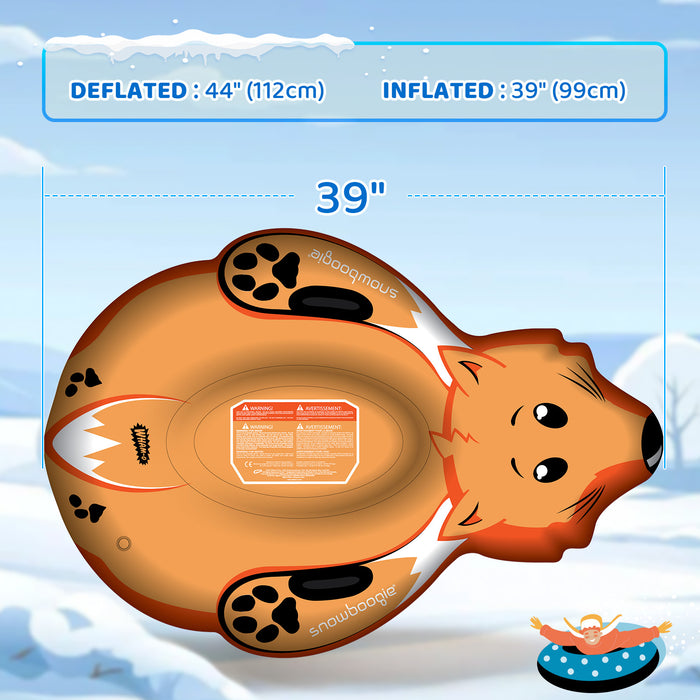 Wham-O Snowboogie Winter Snow Tube - 44" Single Rider Inflatable Animal Sled (Fox/Polar bear/Penguin pattern)