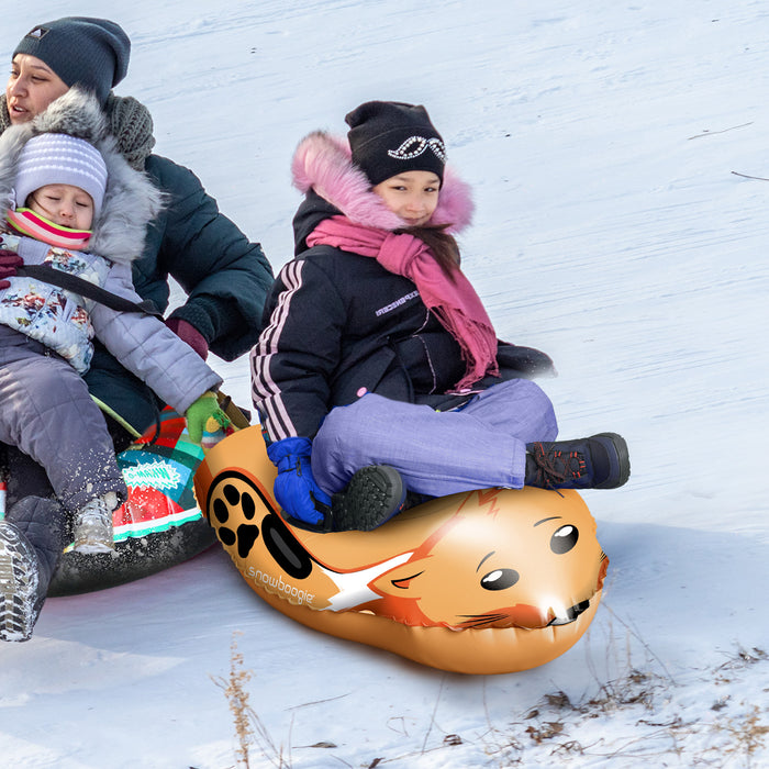 Wham-O Snowboogie Winter Snow Tube - 44" Single Rider Inflatable Animal Sled (Fox/Polar bear/Penguin pattern)