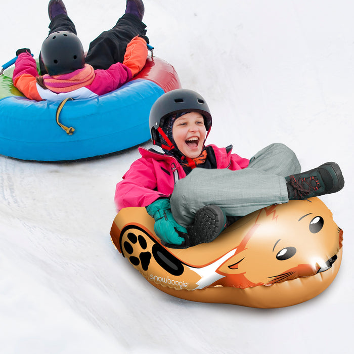 Wham-O Snowboogie Winter Snow Tube - 44" Single Rider Inflatable Animal Sled (Fox/Polar bear/Penguin pattern)