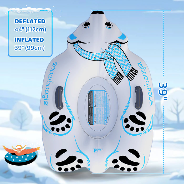 Wham-O Snowboogie Winter Snow Tube - 44" Single Rider Inflatable Animal Sled (Fox/Polar bear/Penguin pattern)