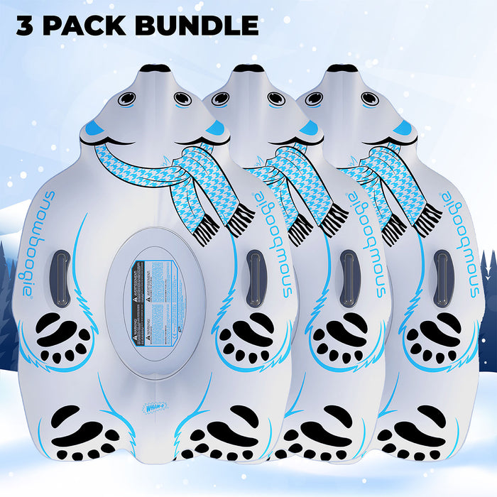 Wham-O Snowboogie Winter Snow Tube - 44" Single Rider Inflatable Animal Sled (Fox/Polar bear/Penguin pattern)