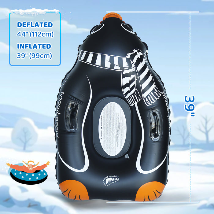 Wham-O Snowboogie Winter Snow Tube - 44" Single Rider Inflatable Animal Sled (Fox/Polar bear/Penguin pattern)