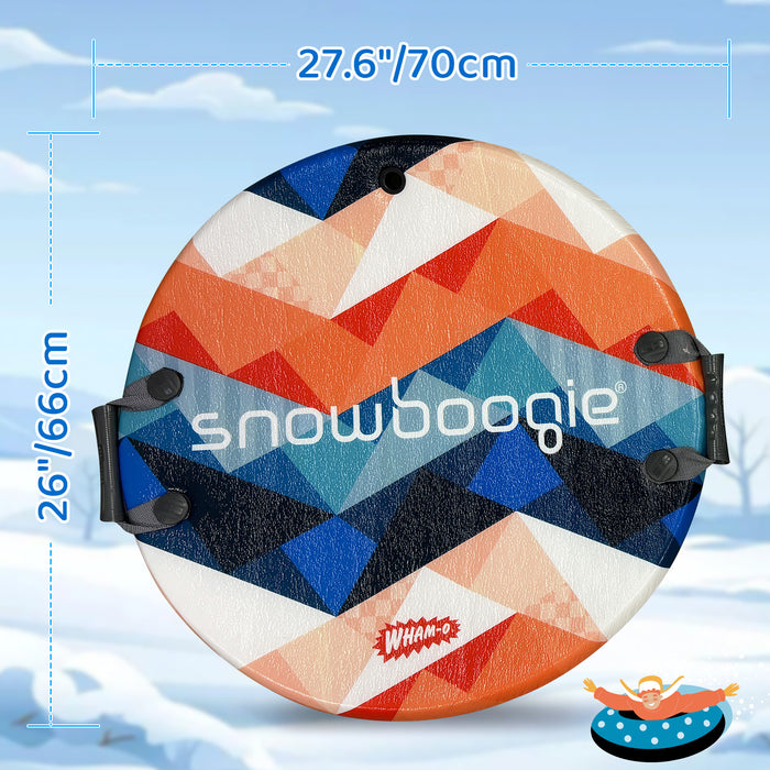 Wham-O Snowboogie Snow Sled, 26" Single Rider Winter Air Disc Sled with PE Foam Core Slick Bottom Comfortable Handles for Adult Kids Boys Girls Ages 6+ - Orange