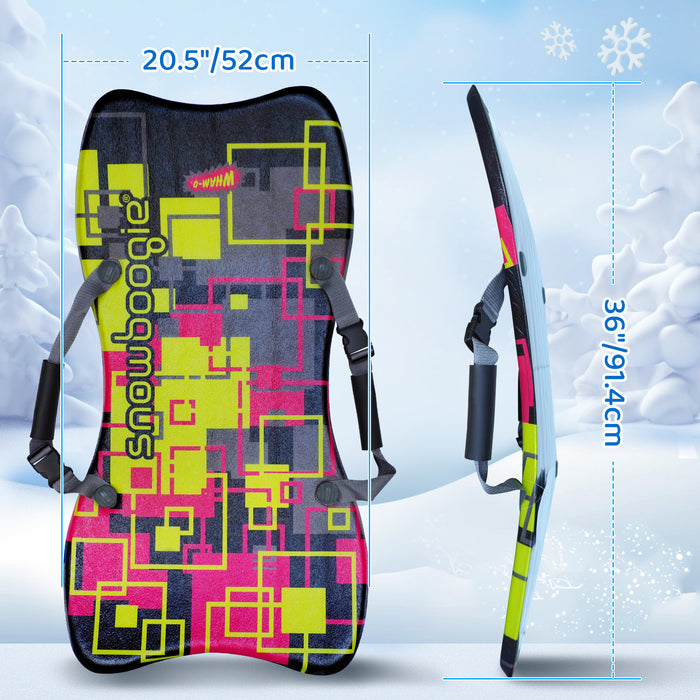 Wham-O Snowboogie Snow Sled - 36" Single Rider Winter Backpack Sled (Black+Pink/Gray+Orange)