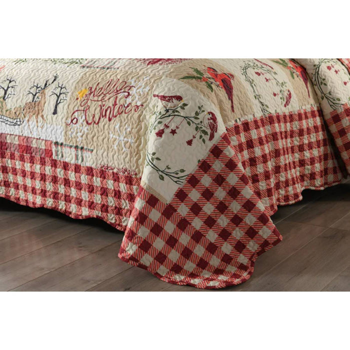 Marcielo Christmas Quilt Set - Christmas Rustic Cabin Lodge Pattern Holiday Bedding Bed Set (1 Quilt 2 Pillow Shams) - BY010