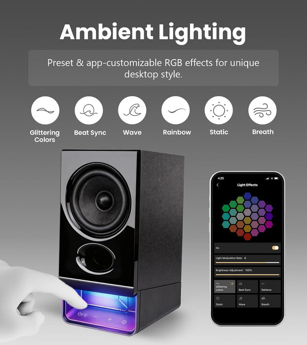 Edifier R20BT Computer Speakers, Touch Controls, AUX & USB-C Inputs