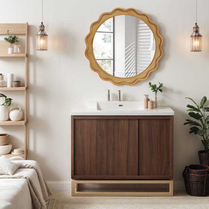 Shanice 30 inch Wood Frame Wall Mirror