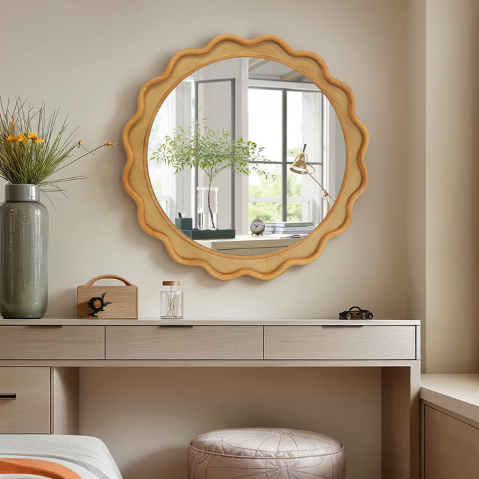 Shanice 30 inch Wood Frame Wall Mirror
