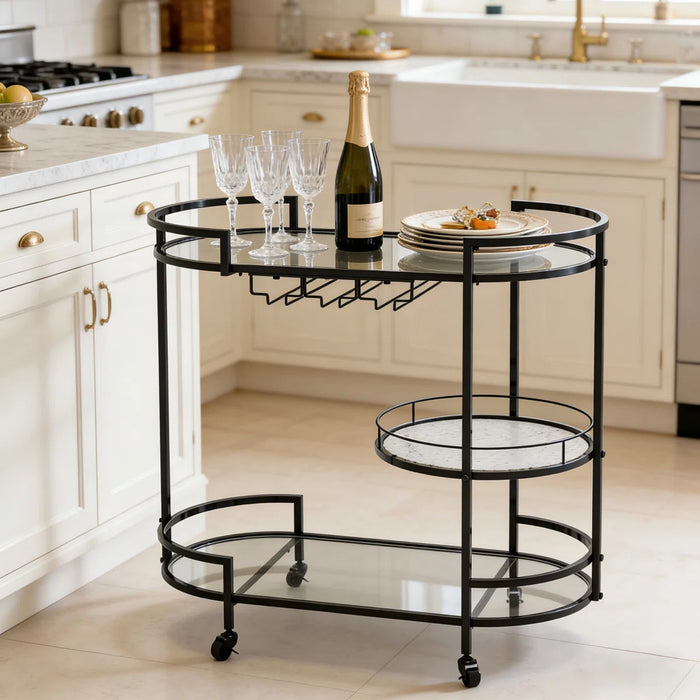 Mirror Shelf Metal Bar Cart