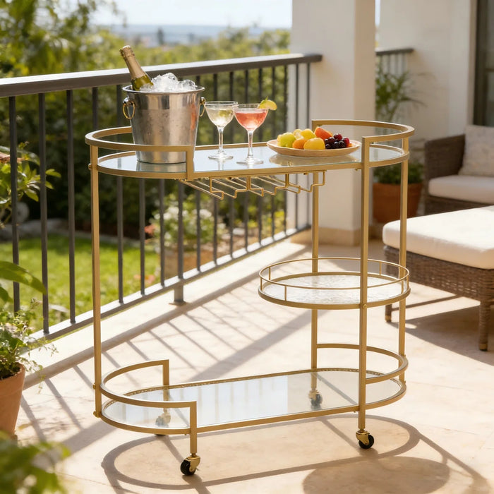 Mirror Shelf Metal Bar Cart