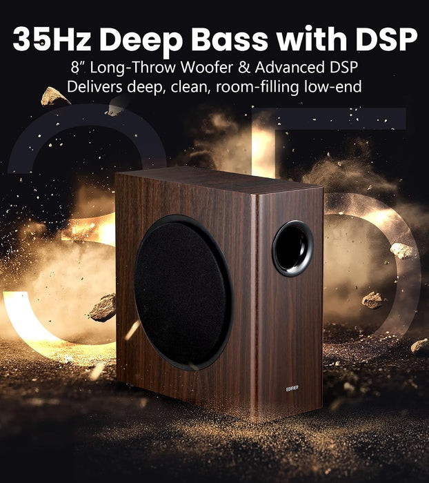 Edifier T5s Powered Subwoofer, 70W RMS, 8" Woofer, 35Hz Deep Bass