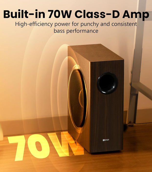 Edifier T5s Powered Subwoofer, 70W RMS, 8" Woofer, 35Hz Deep Bass