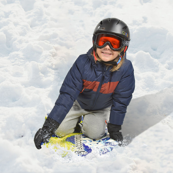 Wham-O Snowboogie Single Rider Snow Sled, 42-inch Foam Sledding Board with Slick Bottom for Speed & Control, Water Resistant XPE Top Layer Contoured Molded Handles for Kids Adults