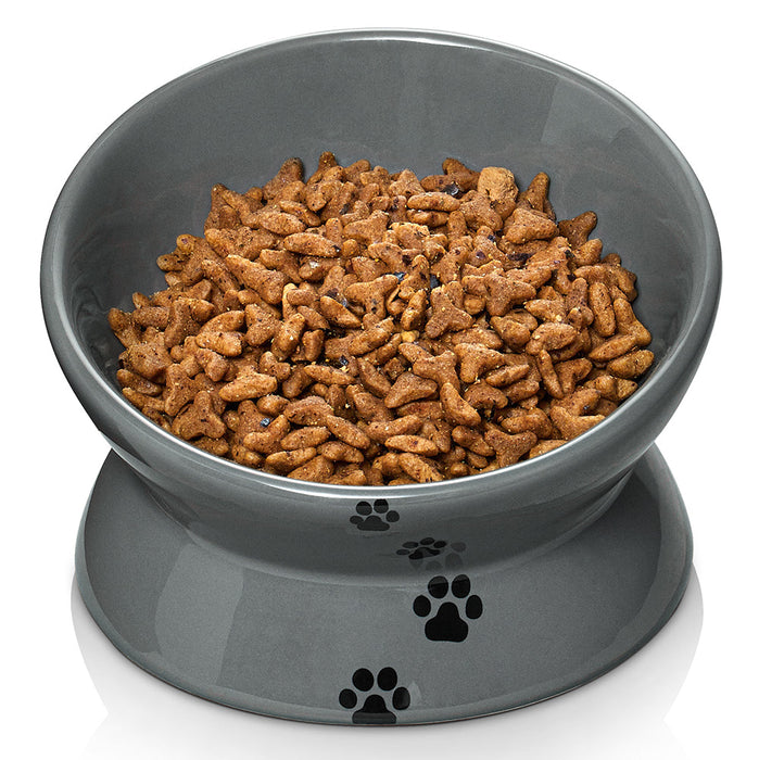 12 Oz Cat Food Bowls, Ceramic Pet Bowls for Cat or Dogs, Grey