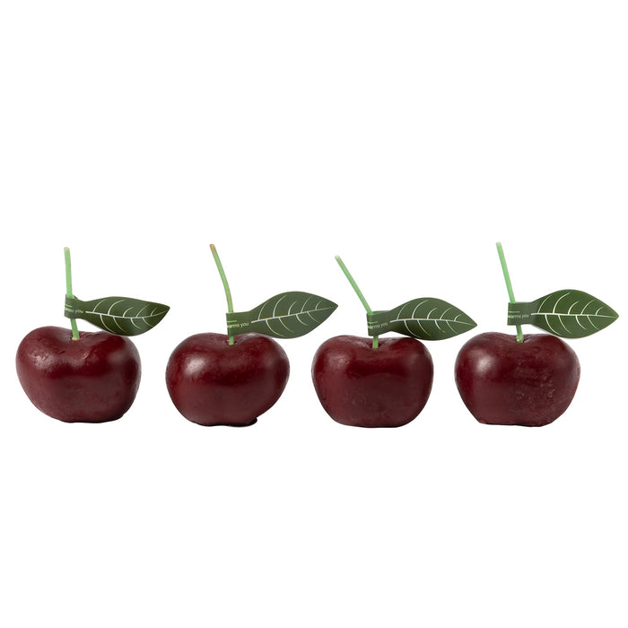 4Pcs Cherries Shaped Scented Candle with Sweet Fruit Aroma, Black Red