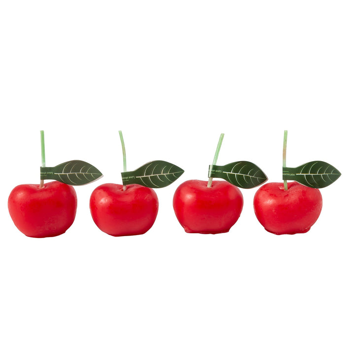 4Pcs Cherries Shaped Scented Candle with Sweet Fruit Aroma, Red