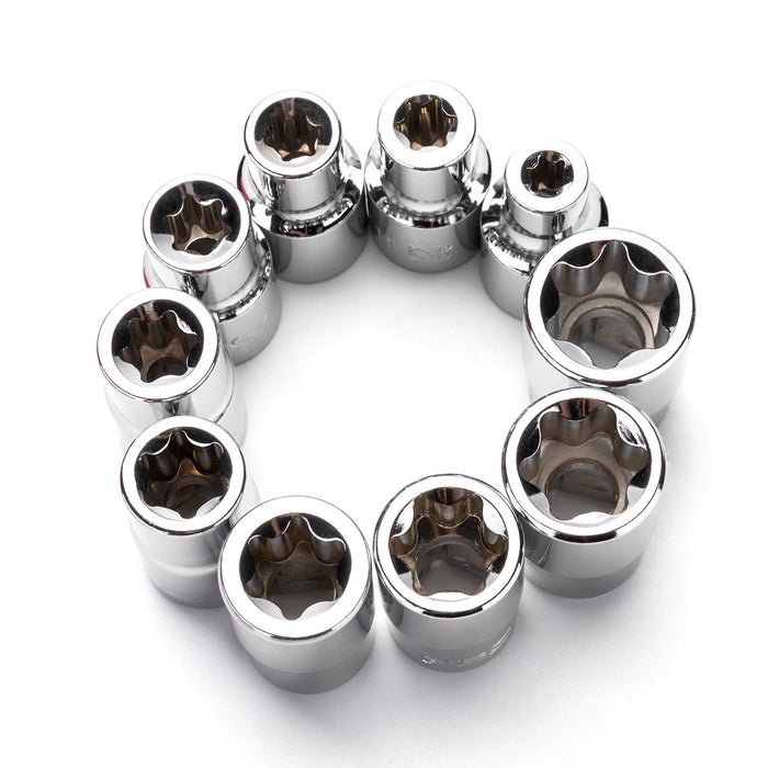 MAXPOWER 1/2 Inch E-Torx Star Socket Set (E8 - E24), 10PCS