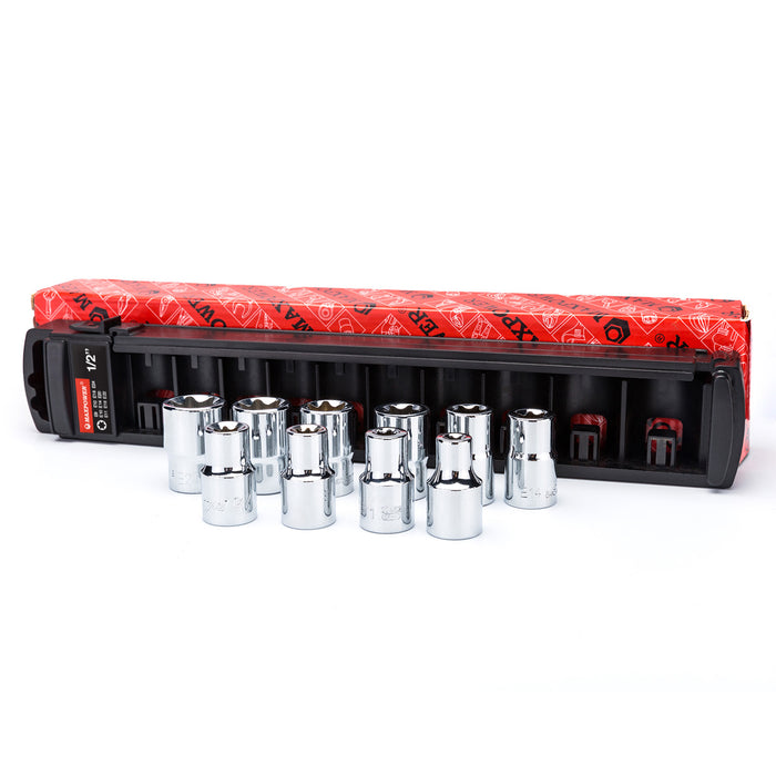MAXPOWER 1/2 Inch E-Torx Star Socket Set (E8 - E24), 10PCS