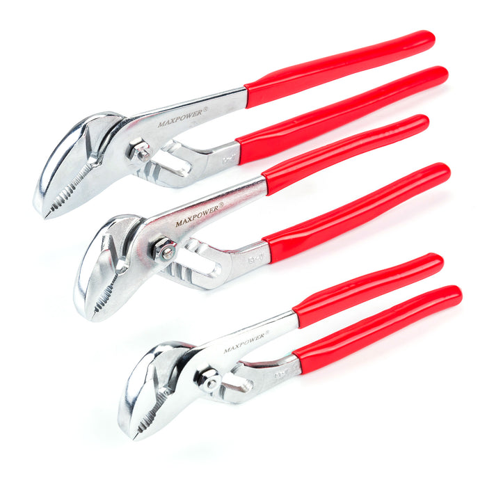 MAXPOWER Groove Joint Tongue and Groove Pliers Set (8in, 10in, 12.5in), 3PCS