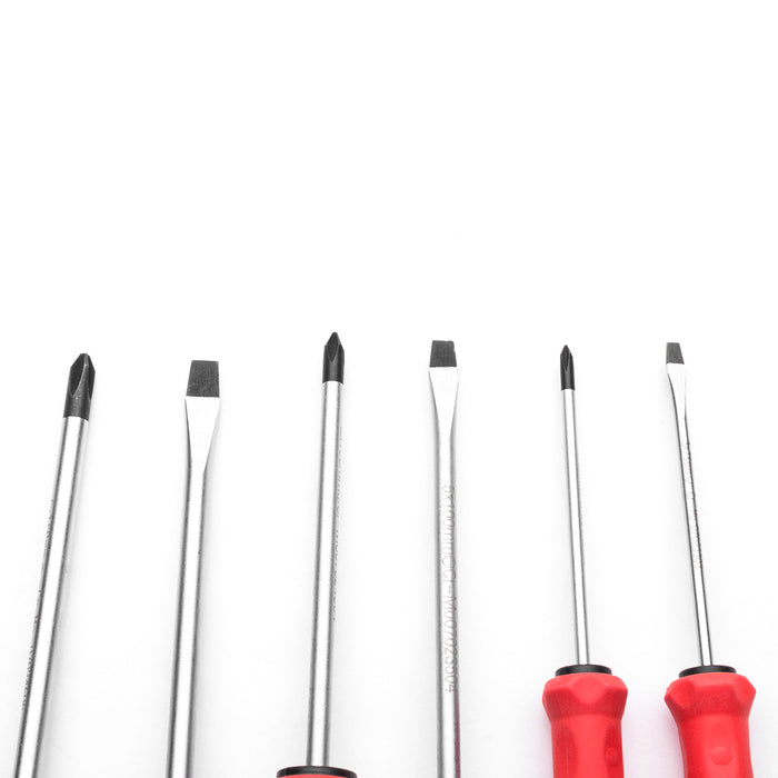 MAXPOWER Phillips and Slotted Screwdriver Set (3in, 4in, 6in), 6PCS, Red