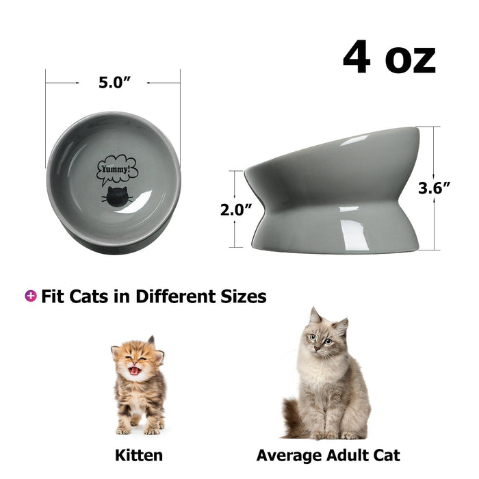 12 Oz Cat Food Bowls, Ceramic Pet Bowls for Cat or Dogs, Grey