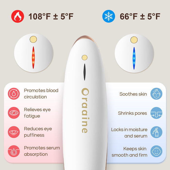 Oraaine High-Frequency Microcurrent Eye Massager Wand with Heat & Cold, White