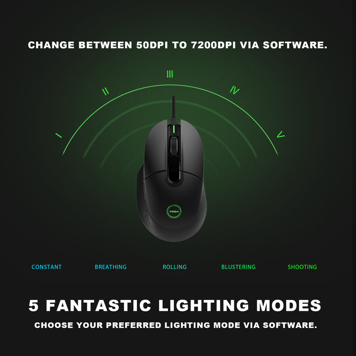 XIAOMI G02 RGB Wired Programmable Gaming Mouse, Black