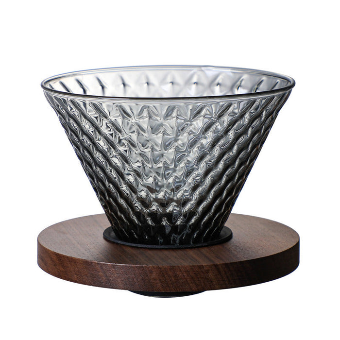 Ventray Home Coffee Dripper with Walnut Holder - Transparent Black Diamond