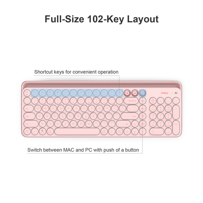 XIAOMI K02 Dual-Mode Wireless Bluetooth Keyboard, Sakura Pink