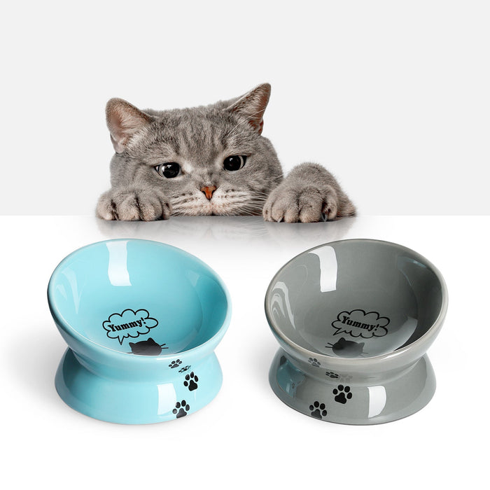 12 Oz Cat Food Bowls, Ceramic Pet Bowls for Cat or Dogs, Grey