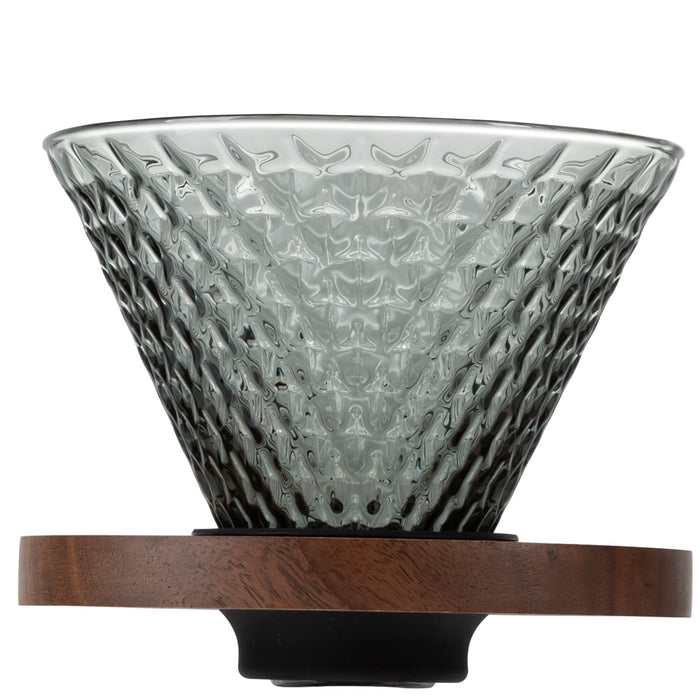 Ventray Home Coffee Dripper with Walnut Holder - Transparent Black Diamond
