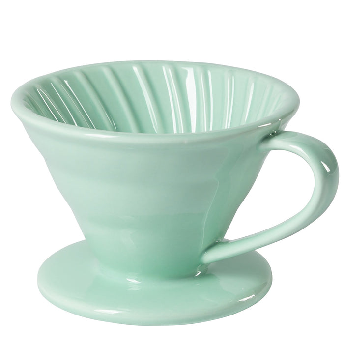 VENTRAY Home Ceramic Pour Over Coffee Dripper, Turquoise Blue