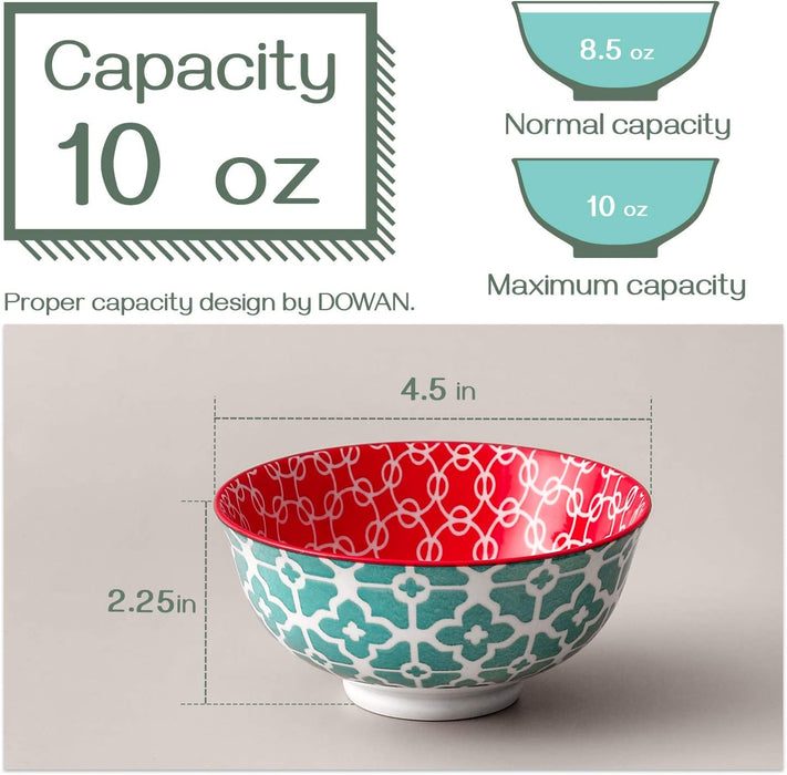 4.5 inch Porcelain Small Bowls, Set Of 6, Mix-Match Pattern