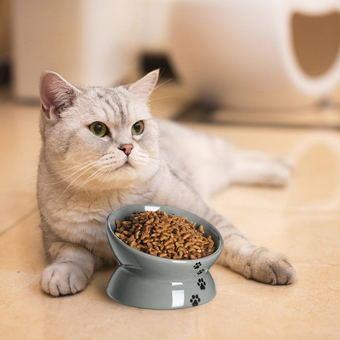 12 Oz Cat Food Bowls, Ceramic Pet Bowls for Cat or Dogs, Grey