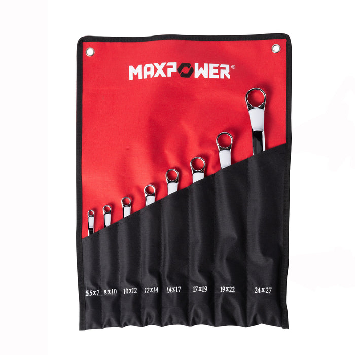 MAXPOWER Double Offset Box End Wrench Set (5.5mm - 27mm), Metric, 8PCS