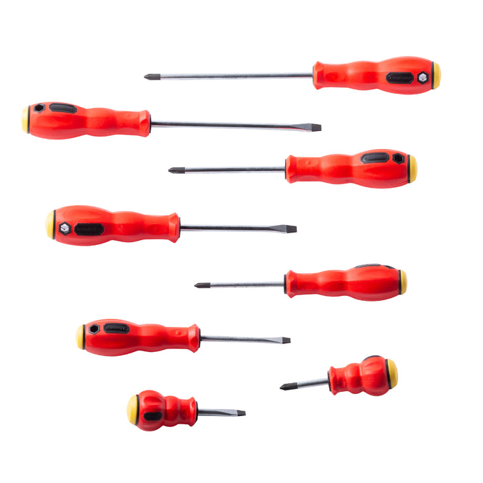 MAXPOWER Slotted and Phillips Screwdriver Set, 8PCS, Red