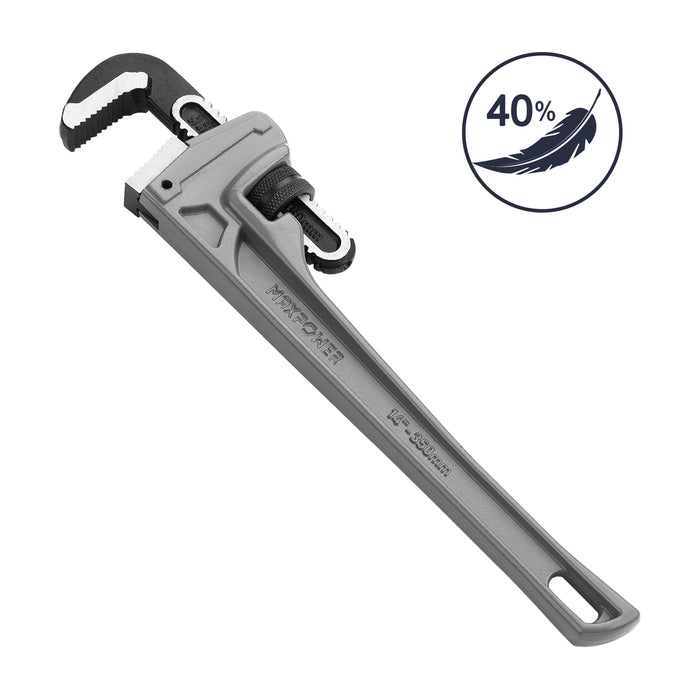 MAXPOWER Aluminum Straight Pipe Wrench, 14 Inch(350mm)