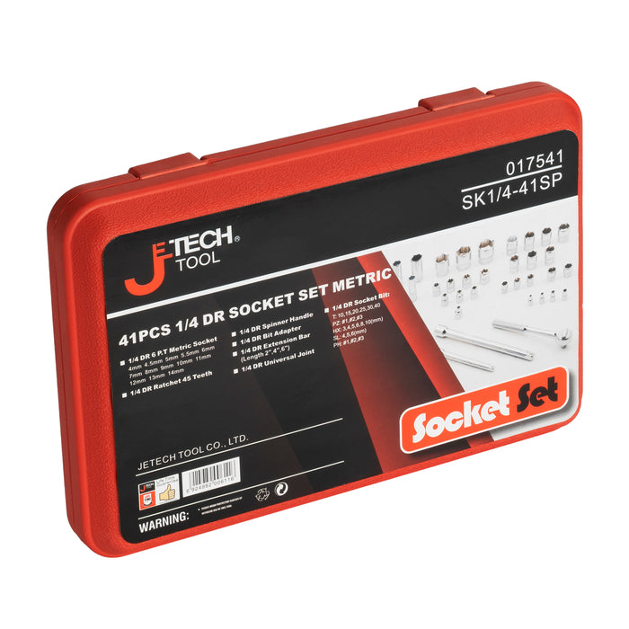 Jetech 1/4 Inch Drive Socket Set (4mm - 14mm), Metric, 41PCS