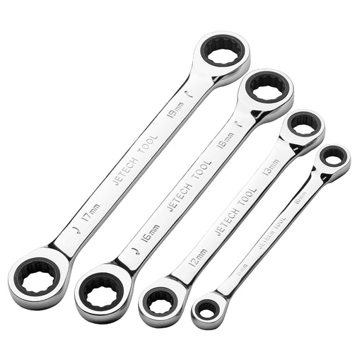 4PCS Box End Rartcheting Wrench Set:8-10,12-13,16-18,17-19,pack in red pouch