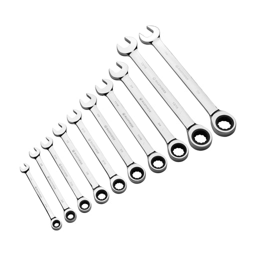 10pc SAE Ratcheting Combination Wrench Set
