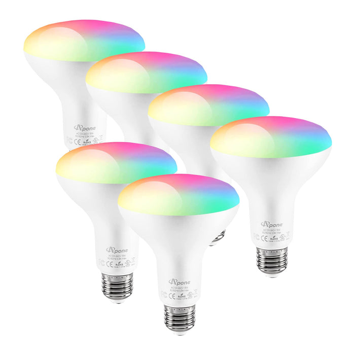 Apone Smart Light Bulbs, RGB Color Changing, Brightness Dimmable & Tunable LED, 2/4/6 Pack